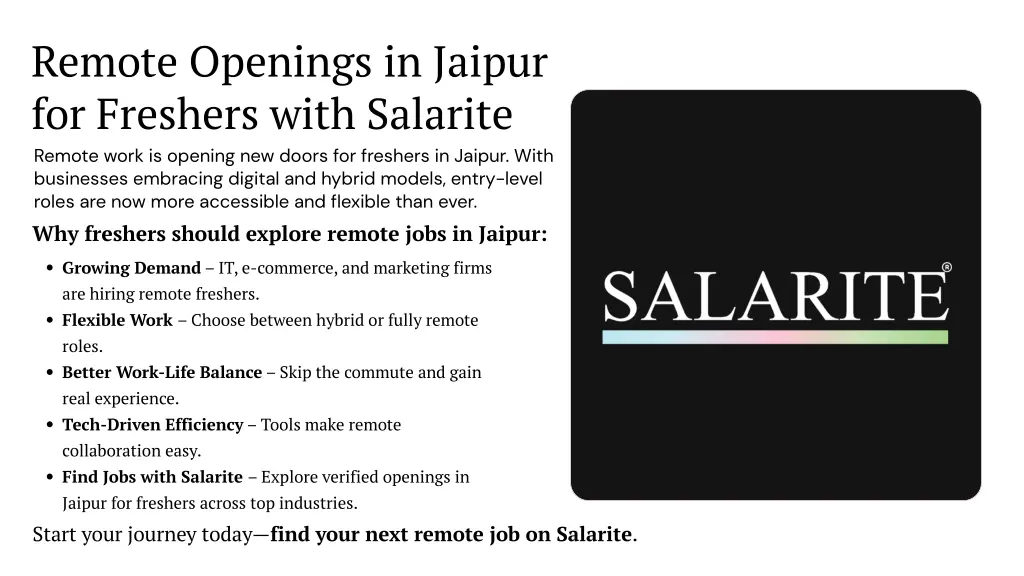 remote openings in jaipur for freshers with