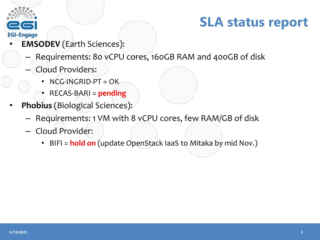 sla status report 1