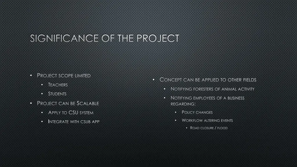 significance of the project