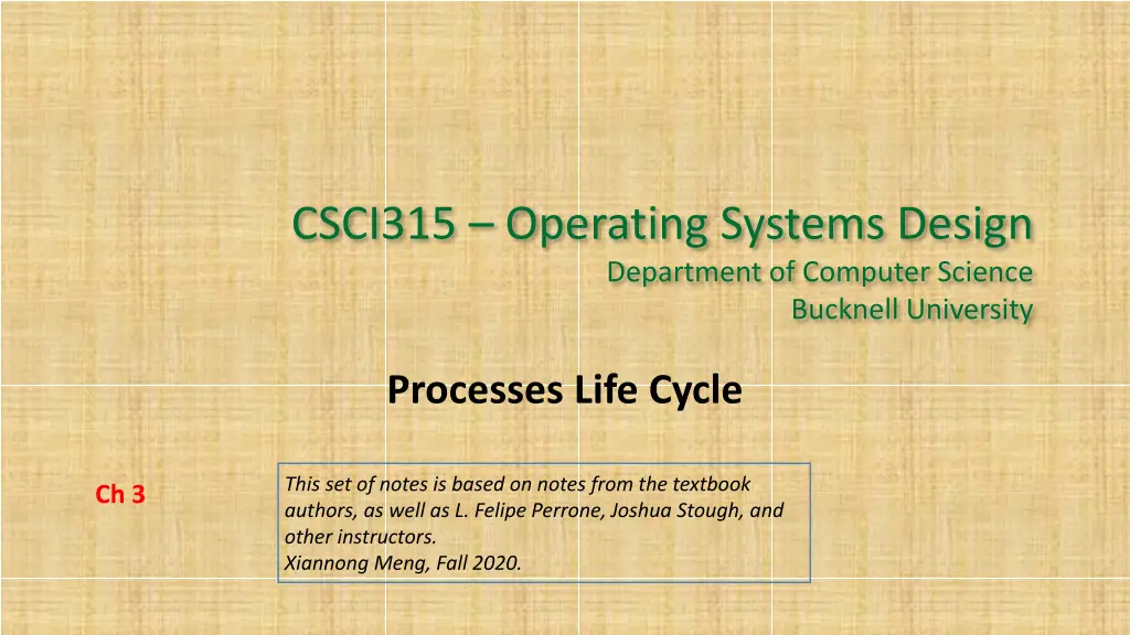 csci315 operating systems design department