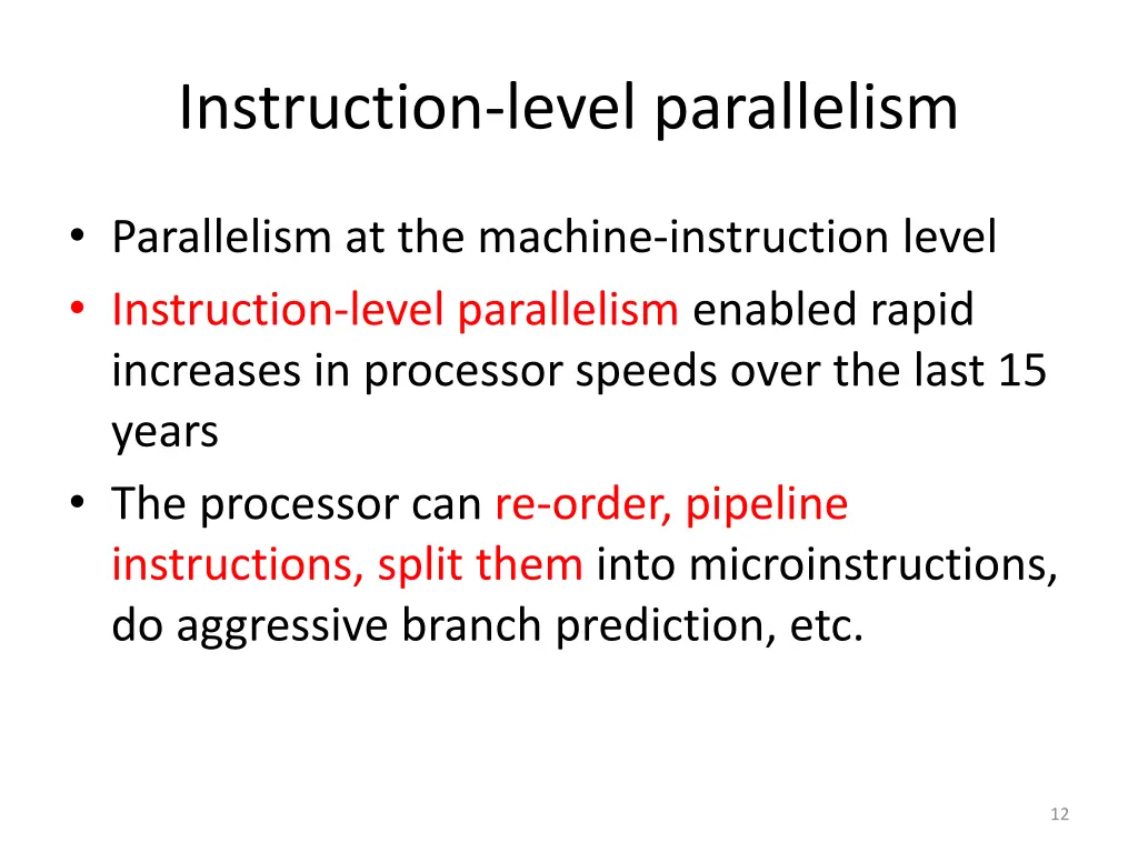 instruction level parallelism