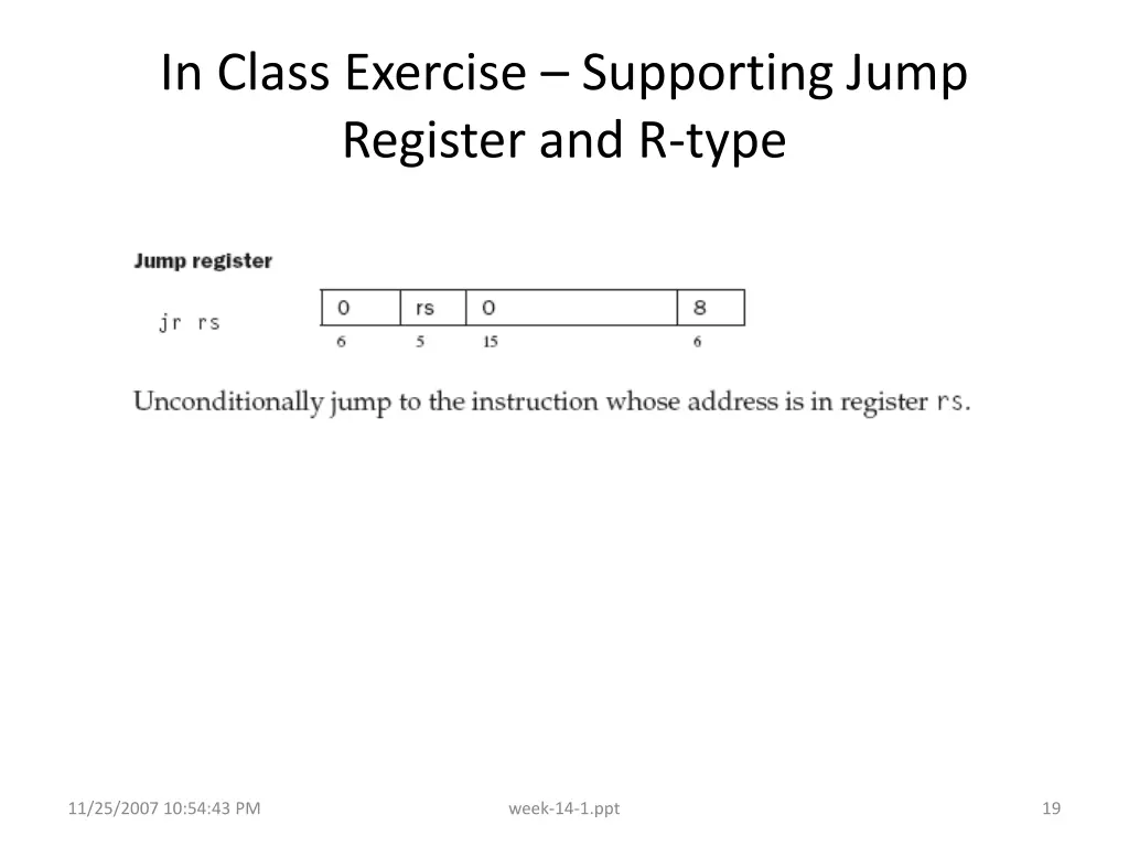 in class exercise supporting jump register