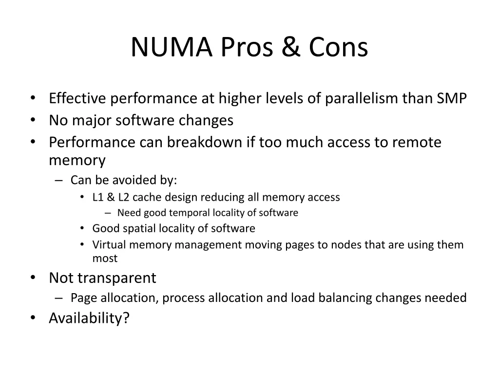 numa pros cons