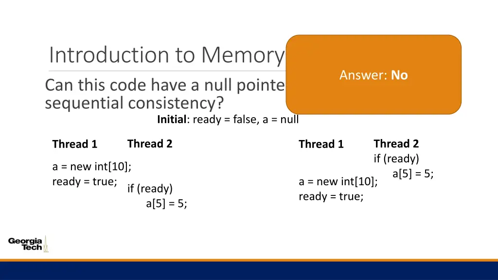 introduction to memory models can this code have 1