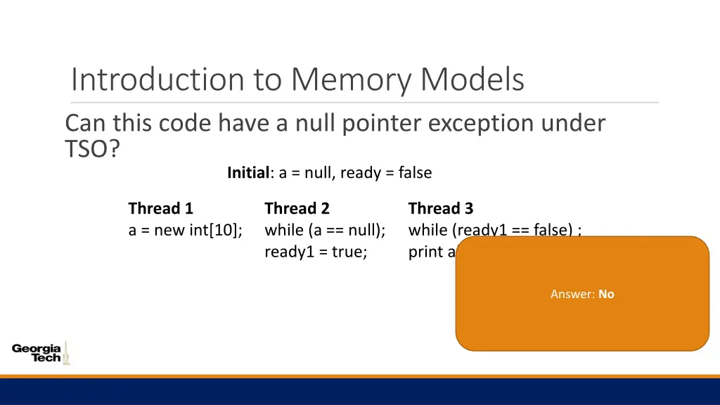 introduction to memory models can this code have 7