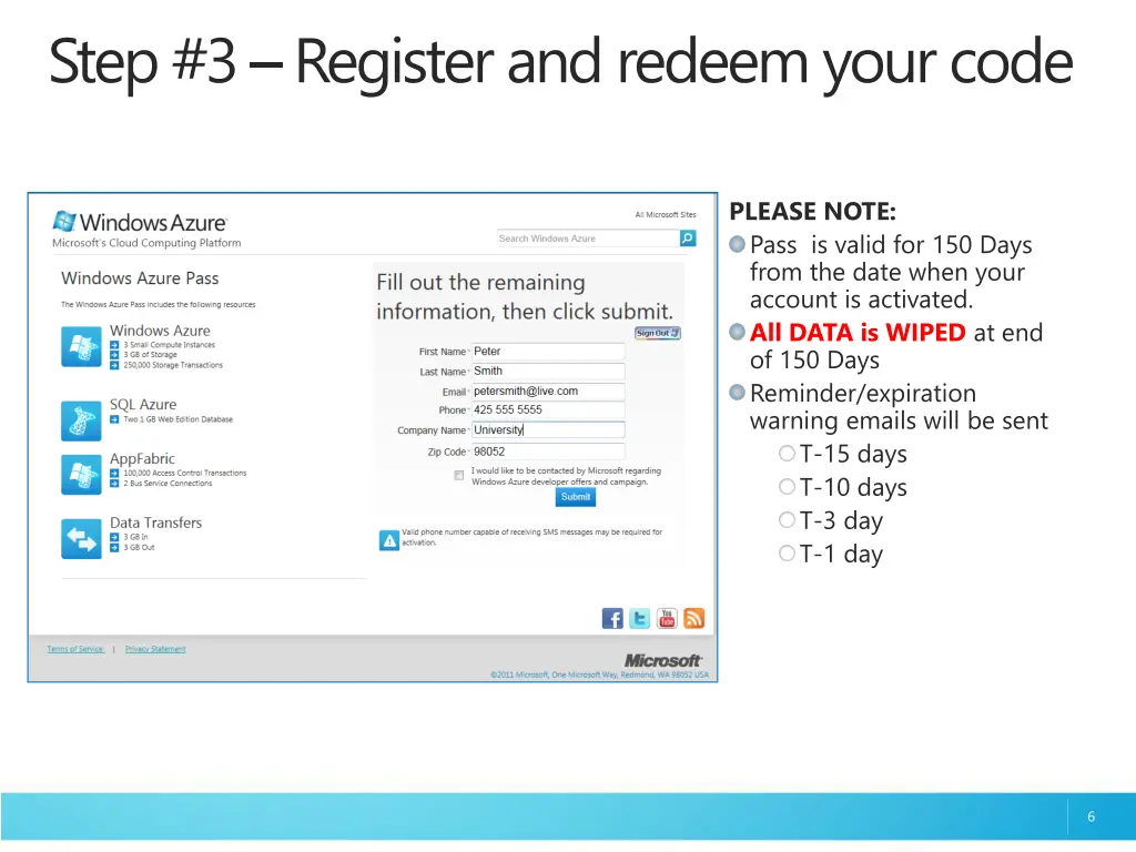 step 3 register and redeem your code