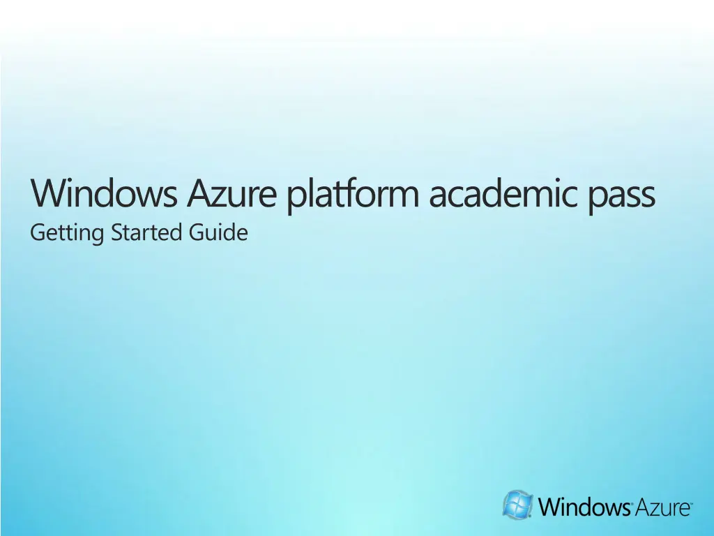 windows azure platform academic pass getting