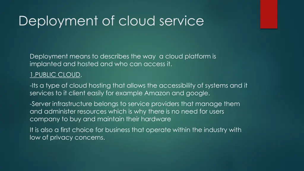 deployment of cloud service
