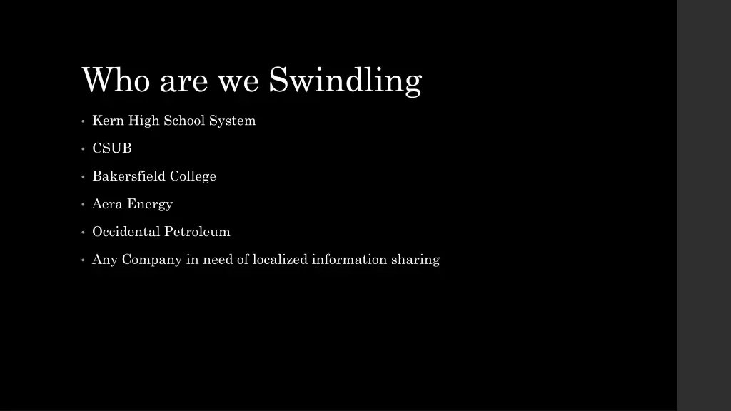 who are we swindling