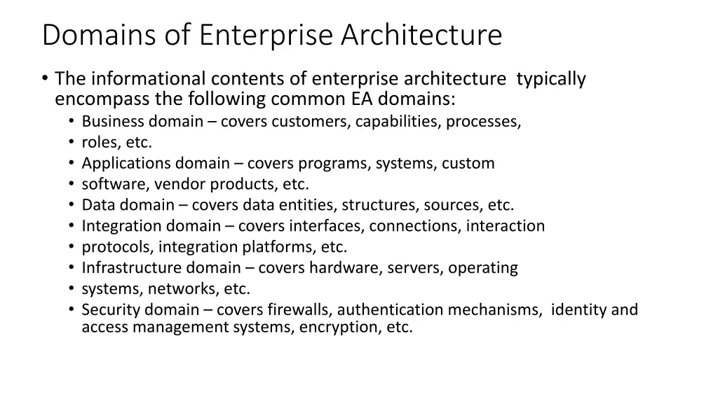 domains of enterprise architecture