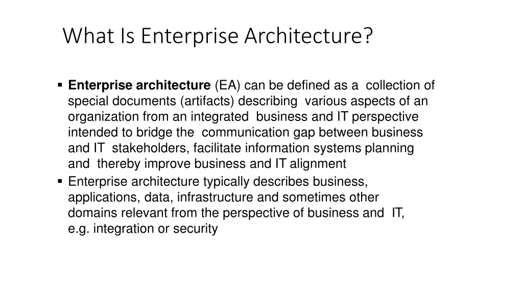the course of lectures on enterprise architecture