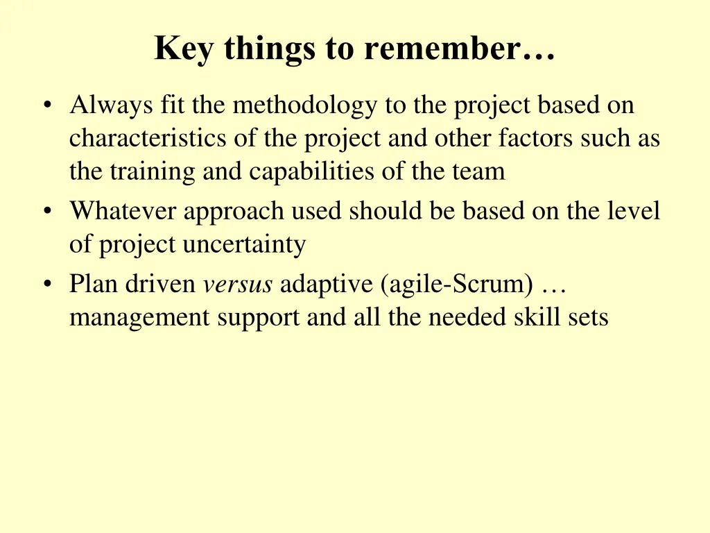 key things to remember
