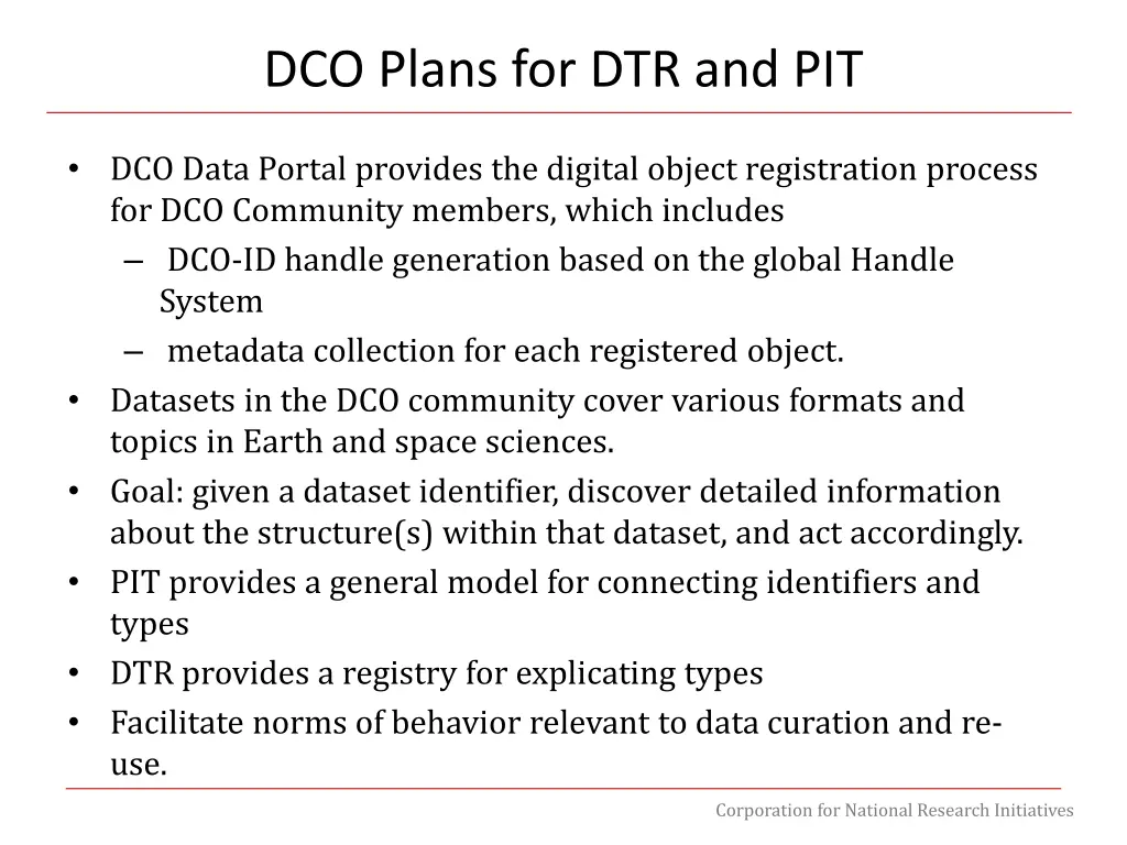 dco plans for dtr and pit