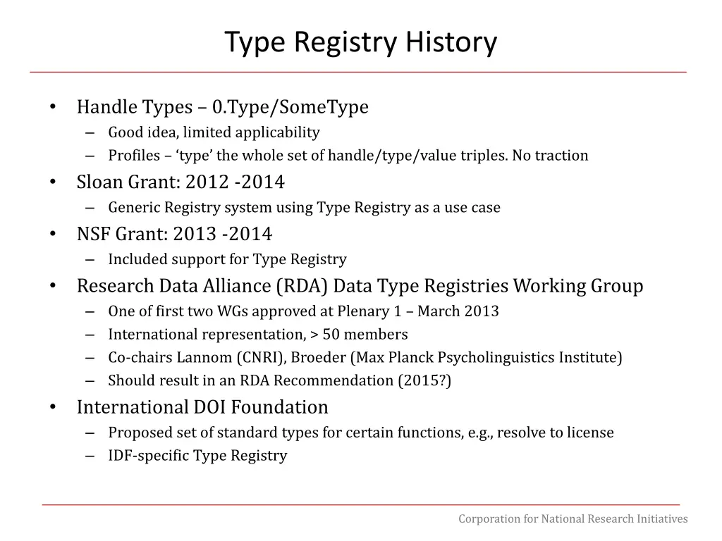 type registry history