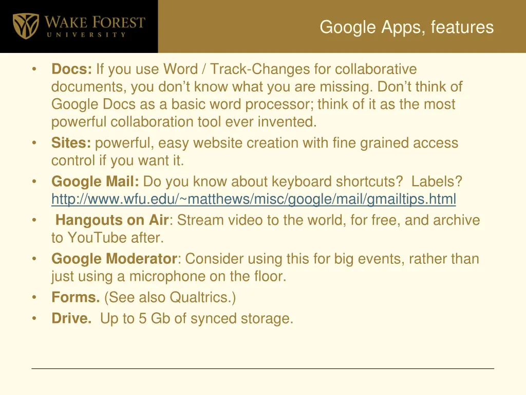 google apps features
