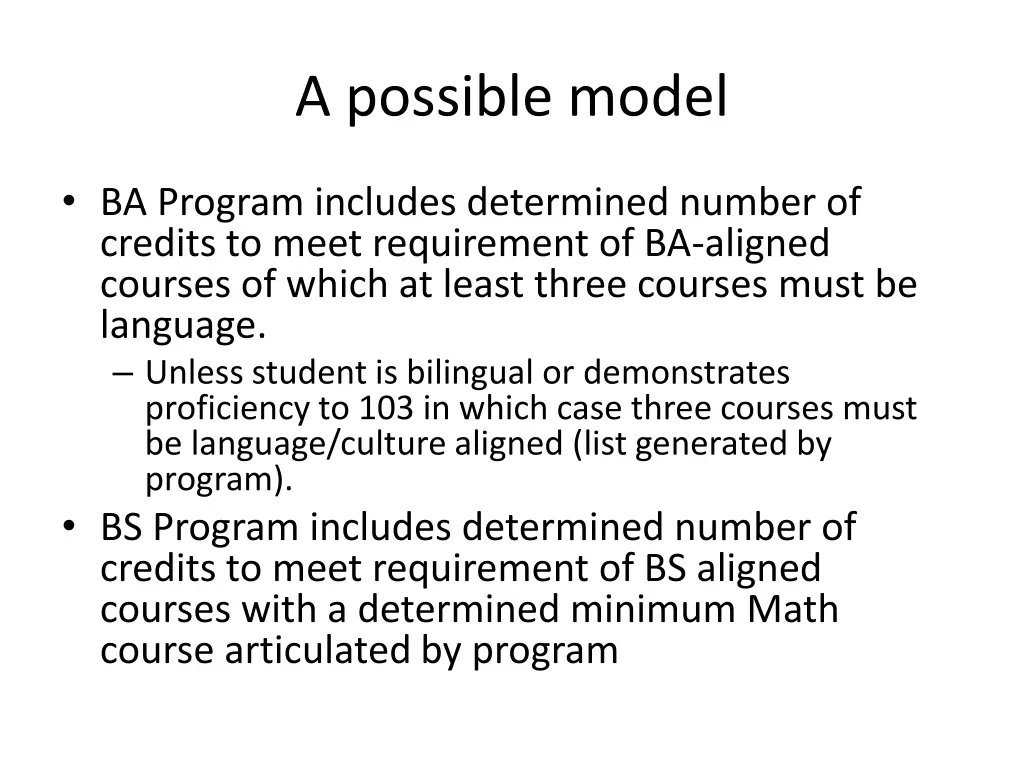 a possible model