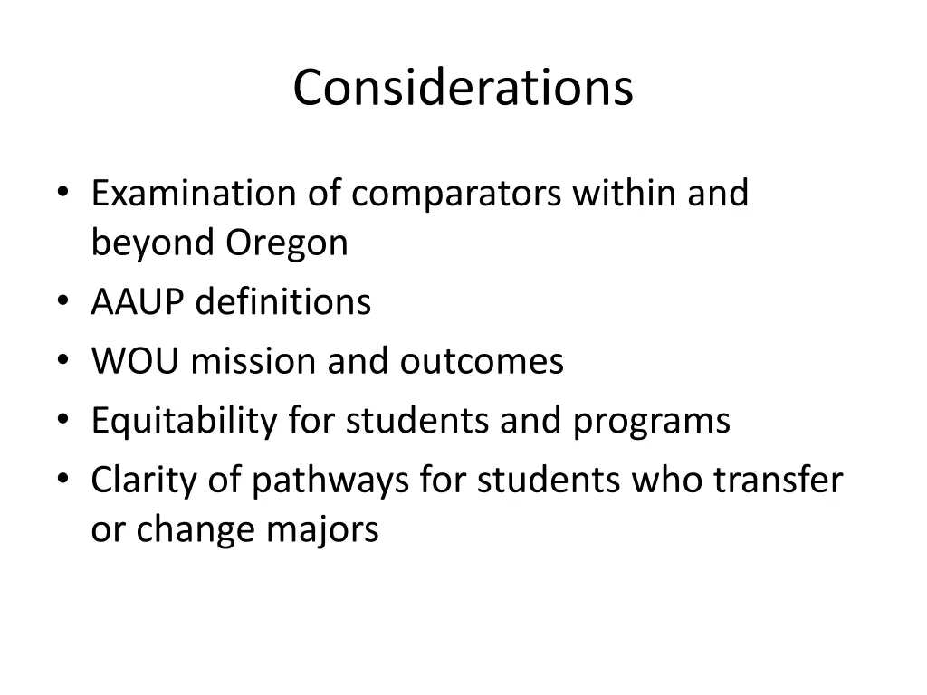 considerations