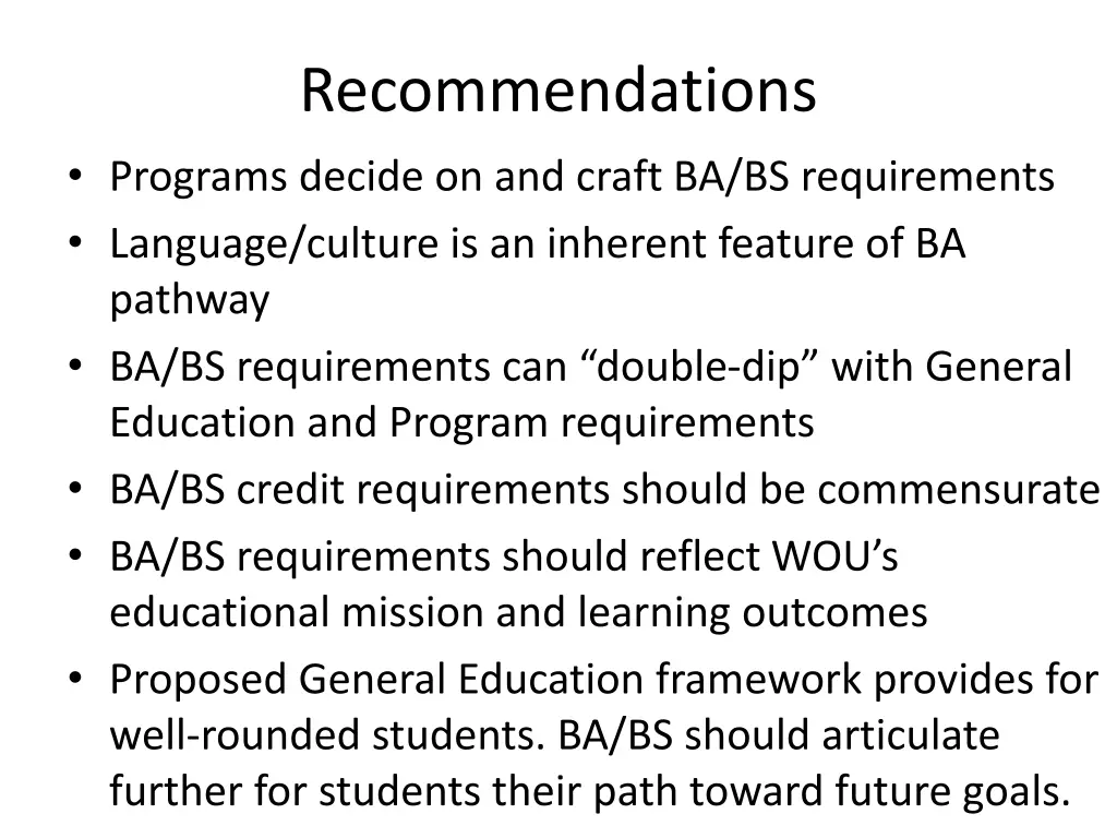 recommendations programs decide on and craft