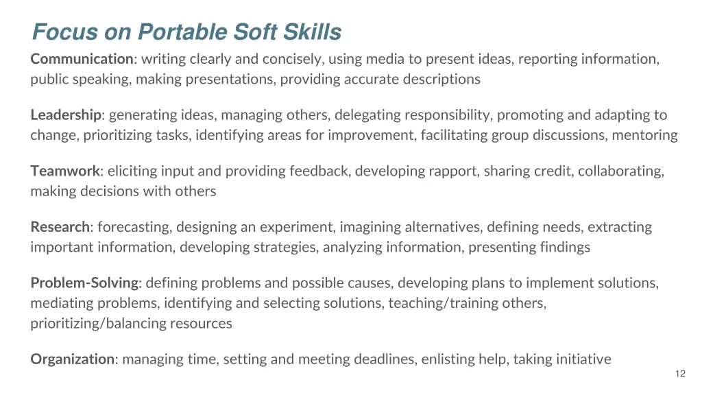 focus on portable soft skills communication