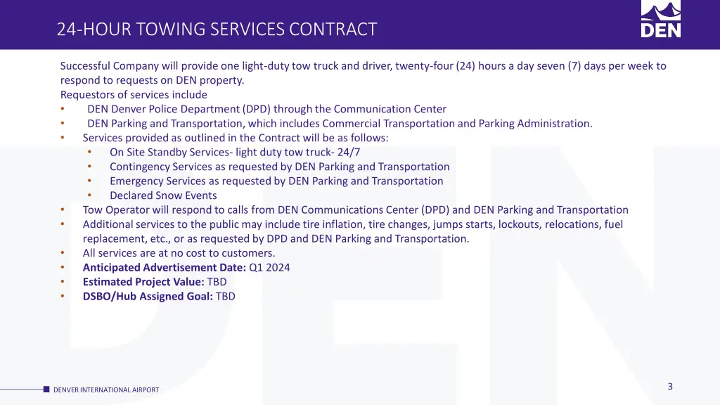 24 hour towing services contract