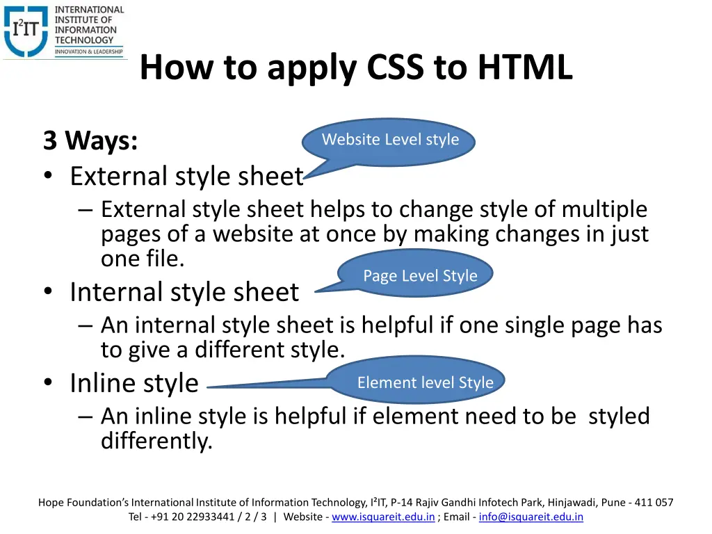 how to apply css to html