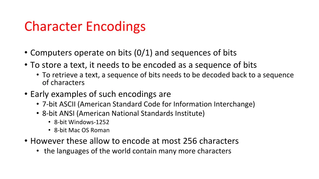 character encodings