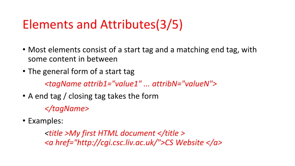 elements and attributes 3 5