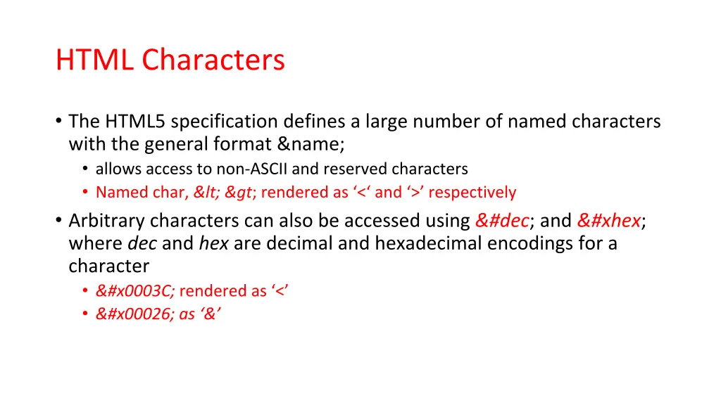 html characters