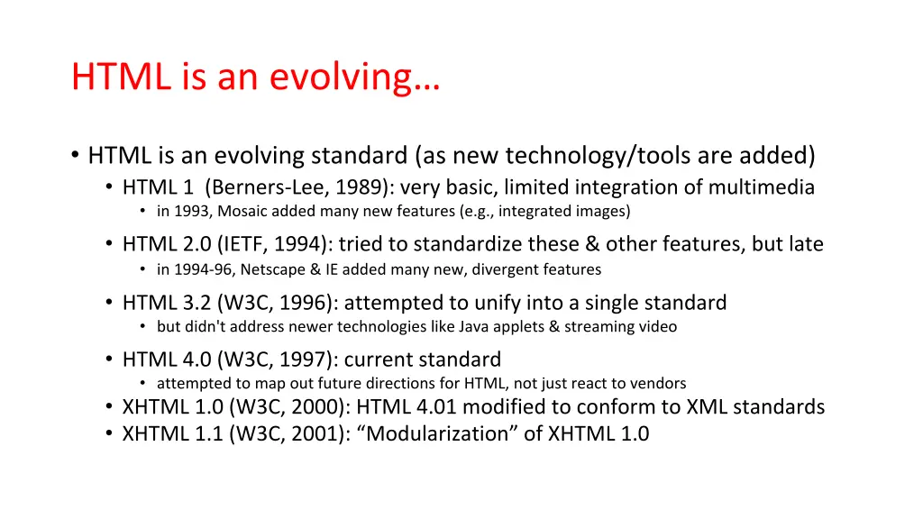 html is an evolving