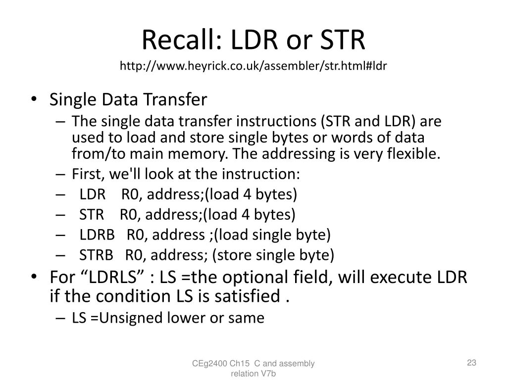 recall ldr or str http www heyrick