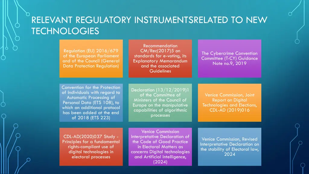 relevant regulatory instrumentsrelated
