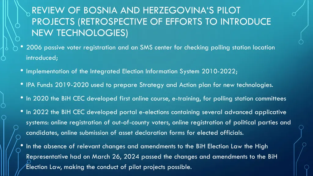 review of bosnia and herzegovina s pilot projects