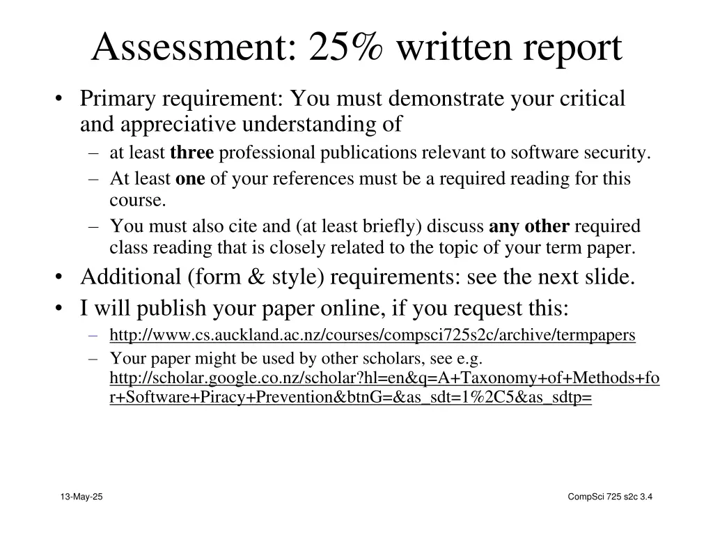 assessment 25 written report