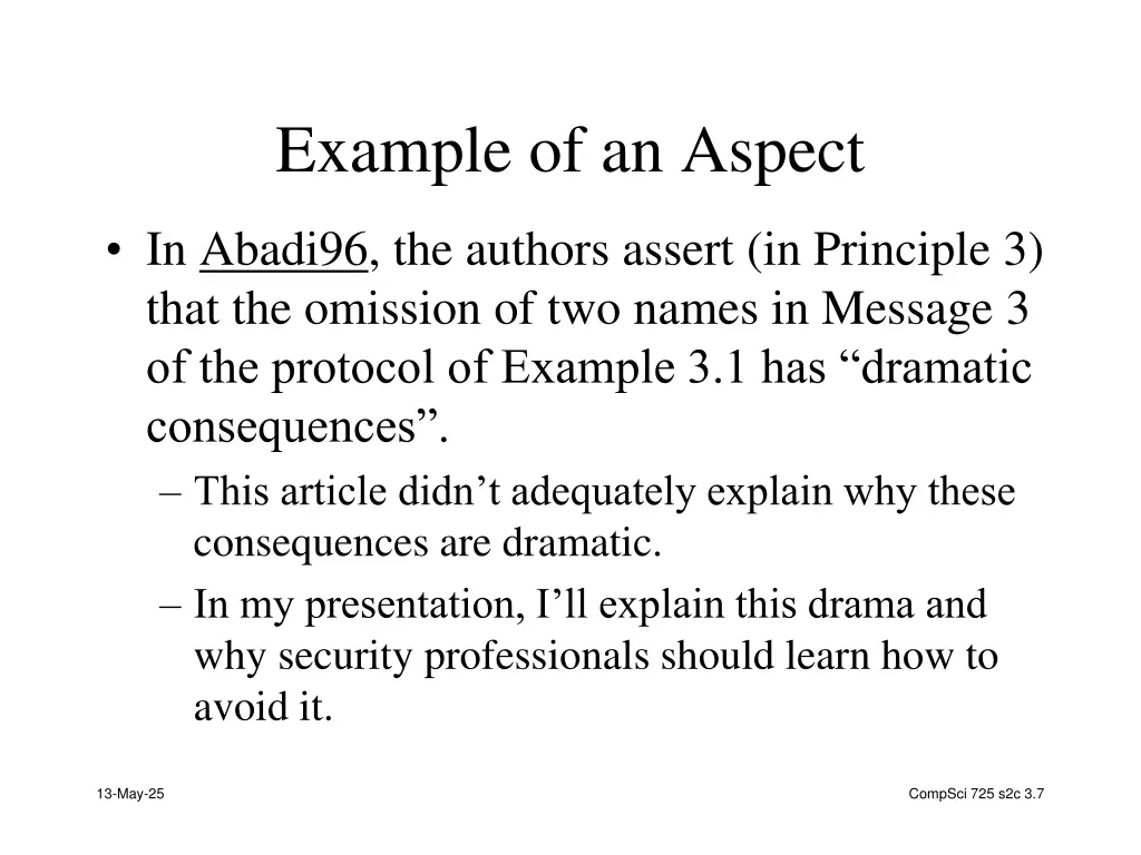 example of an aspect