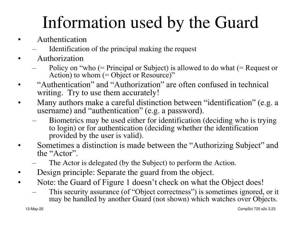 information used by the guard authentication