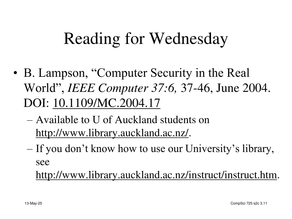 reading for wednesday