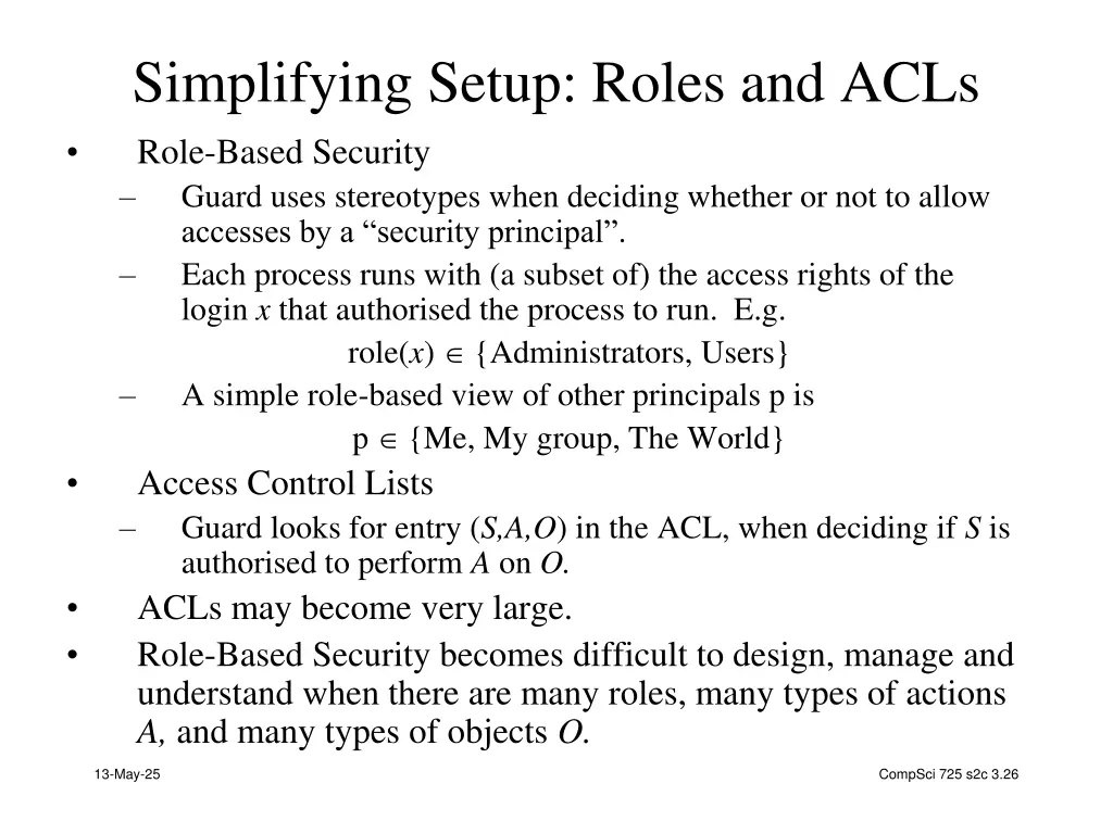 simplifying setup roles and acls role based