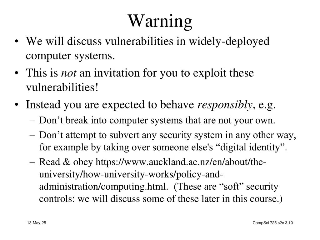 warning