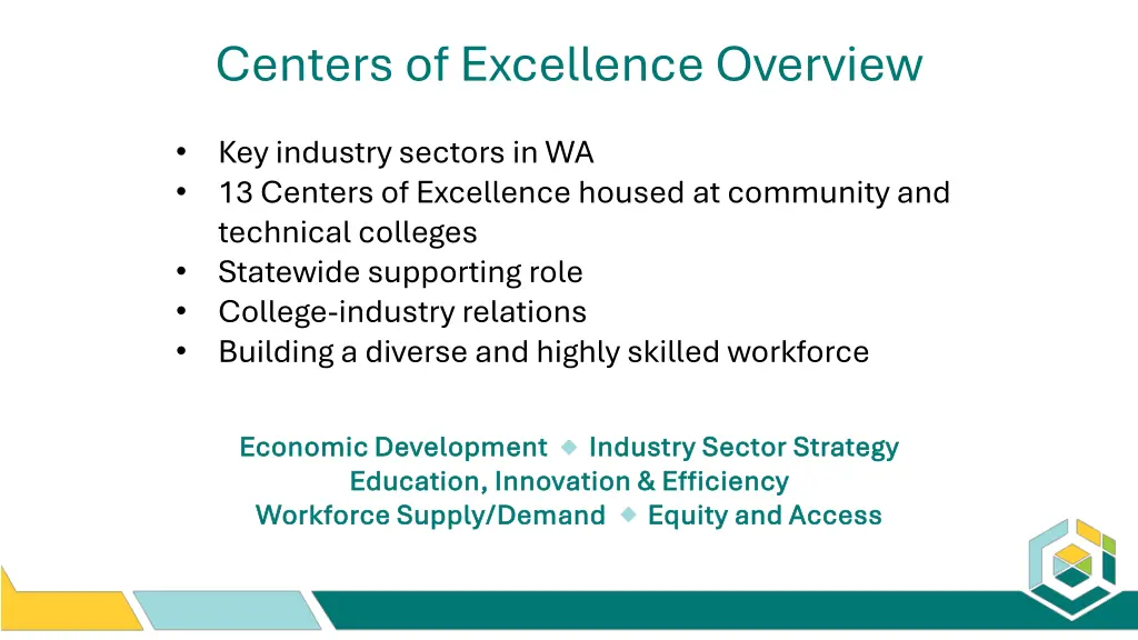 centers of excellence overview