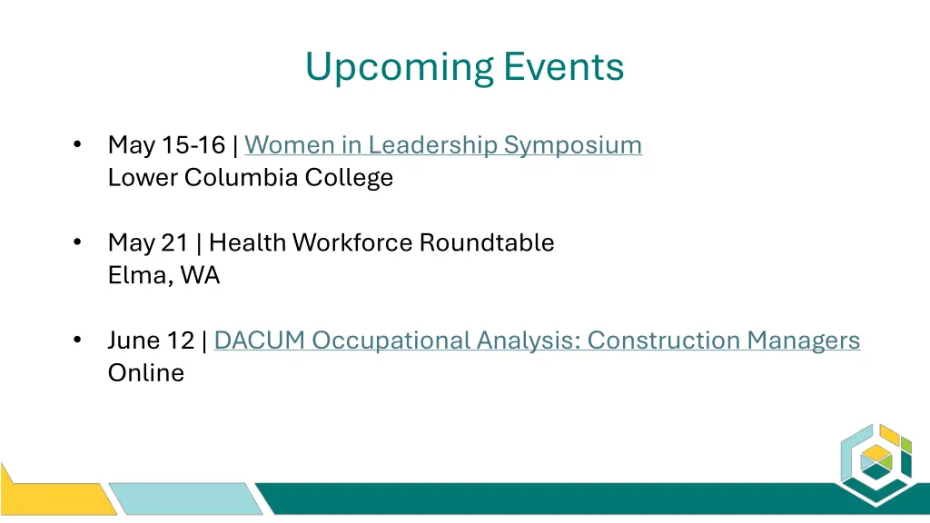 upcoming events