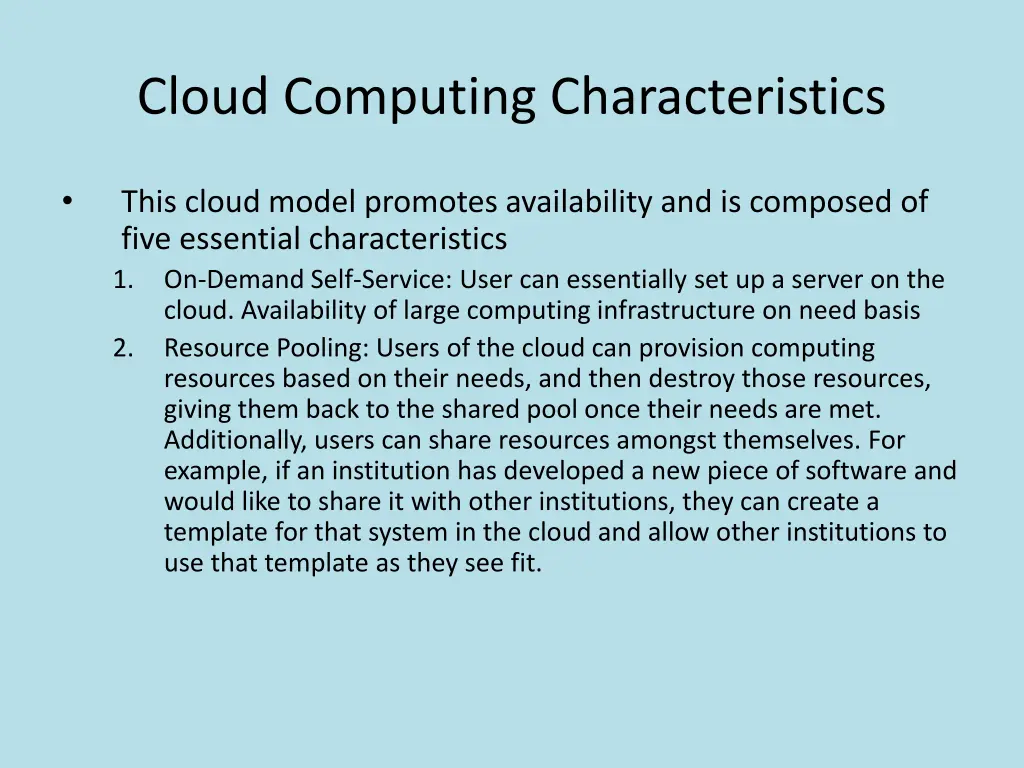 cloud computing characteristics