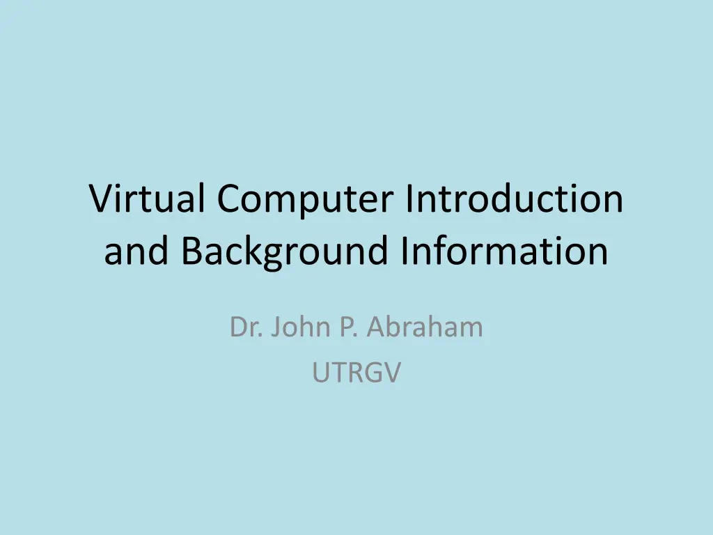 virtual computer introduction and background