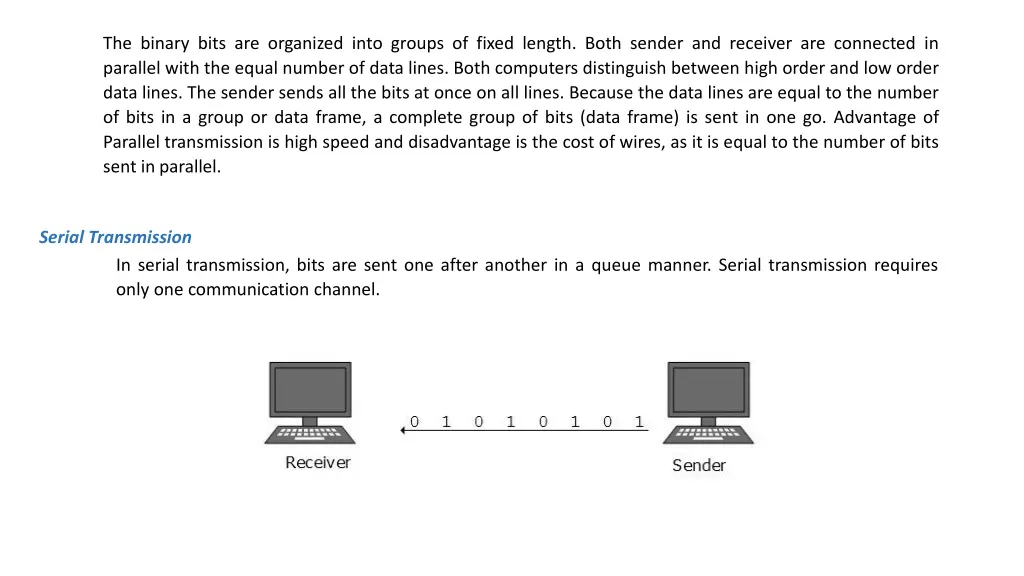the binary bits are organized into groups