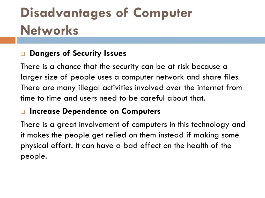 disadvantages of computer networks