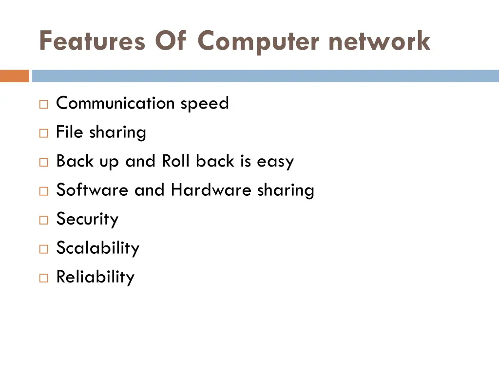 features of computer network