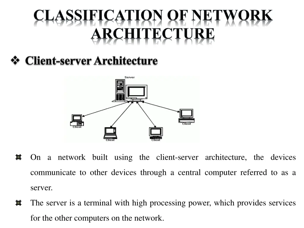 on a network built using the client server