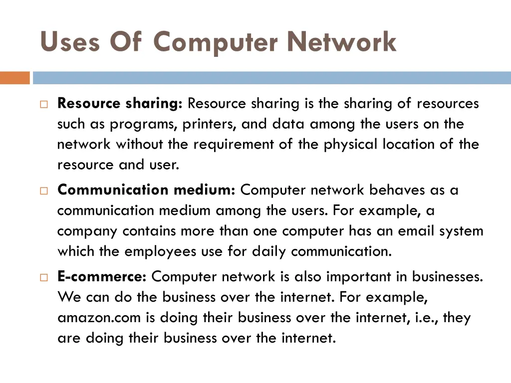 uses of computer network
