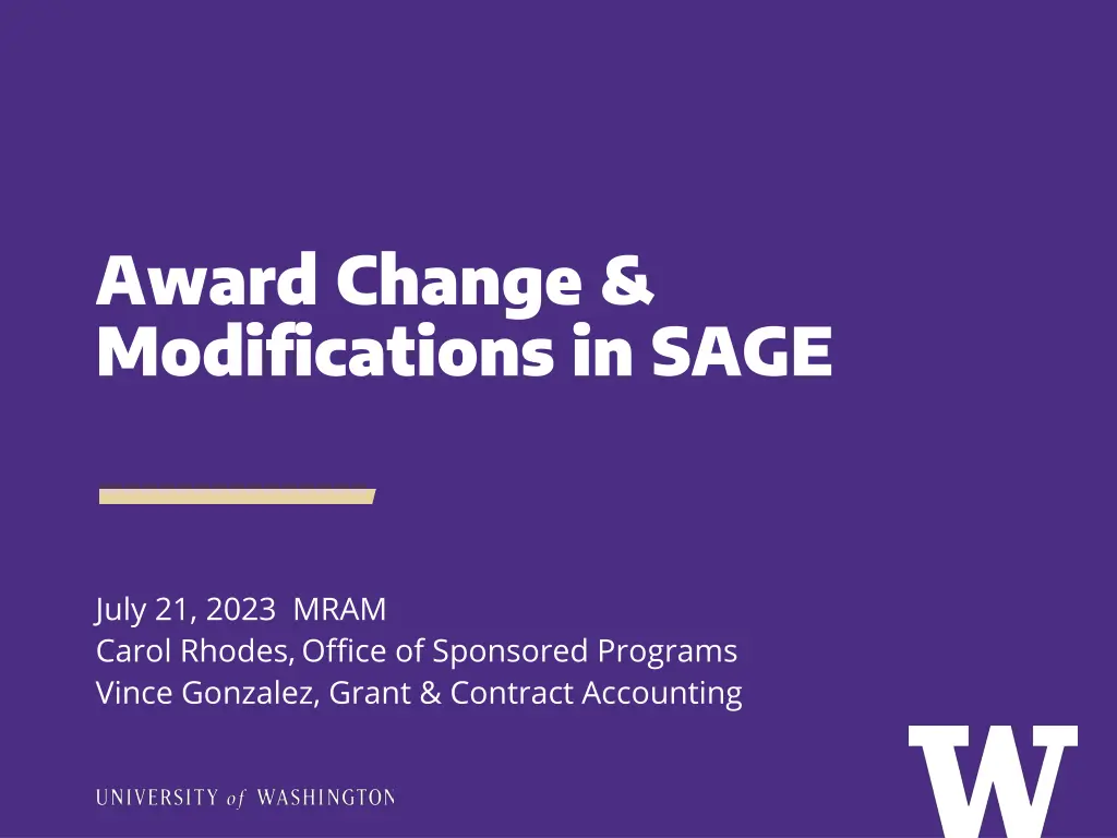 award change modifications in sage