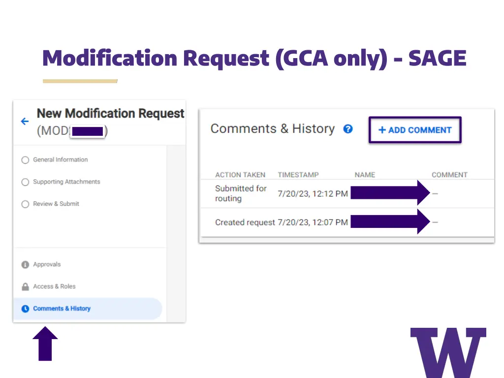 modification request gca only sage 1