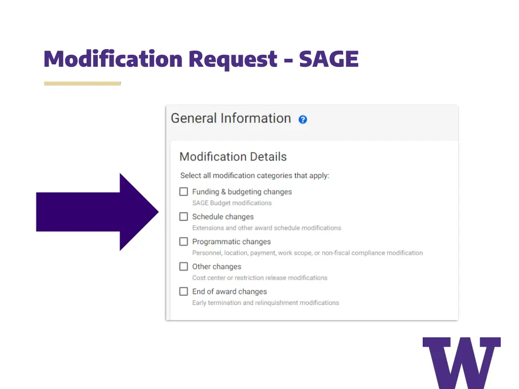 modification request sage